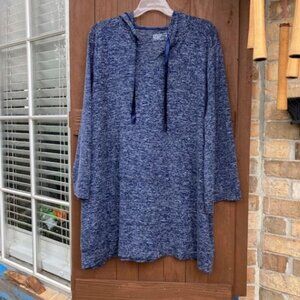 Jockey Women's Pullover Hooded Sweater Blue Marle Long Sleeve Drawstring Sz3X